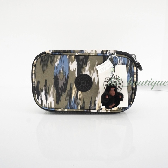 NWT Kipling AC8236 50 Pens Case Cosmetic Accessory Box Nylon Camo Charm Multi 42 - Picture 1 of 9